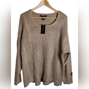 NWT 89th & Madison Open-Knit Sweater - Oatmeal, 1XL Plus Size